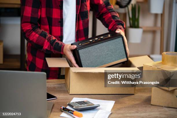 business start up sme concept. young startup entrepreneur small business owner working at home, - furniture shopping stock pictures, royalty-free photos & images