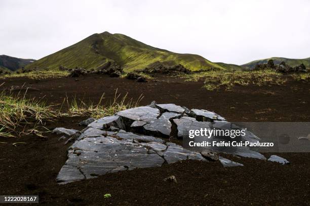 obsidian rock at landmannalaugar, central iceland - obsidian stock pictures, royalty-free photos & images