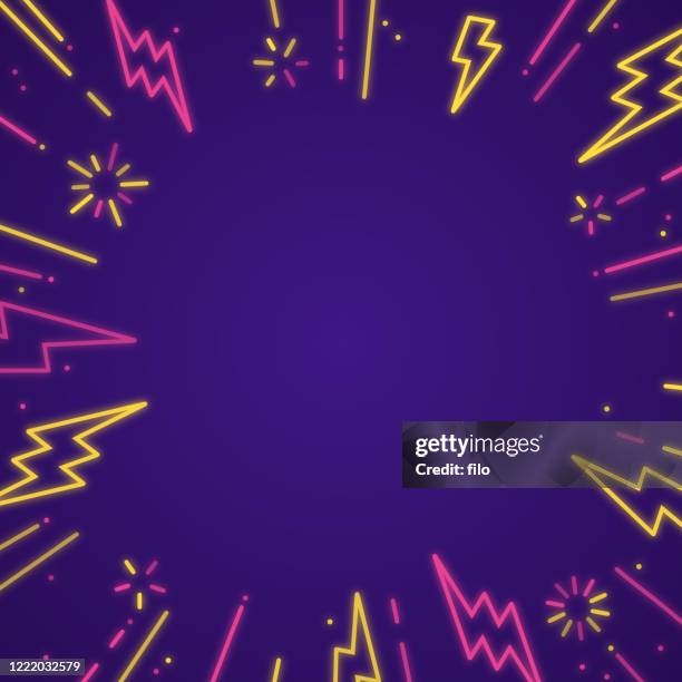 ilustrações de stock, clip art, desenhos animados e ícones de lightning blast background - cor néon