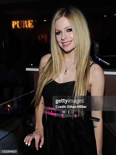 Recording artist Avril Lavigne appears at a MAGIC clothing convention after party for her Abbey Dawn clothing line at the Pure Nightclub at Caesars...