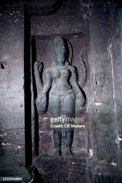 details of carving in kailasa temple, at ellora cave, india. - ellora stock-fotos und bilder