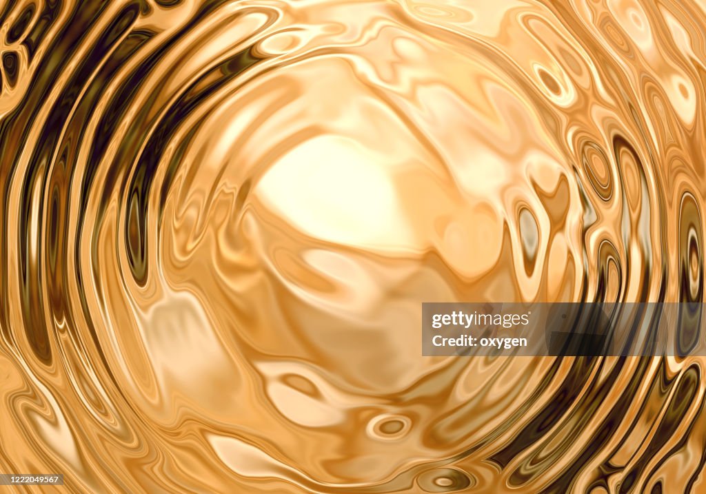 Gold Swirl Fluid Melting Waves Flowing Liquid Motion Abstract Background