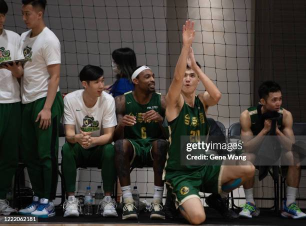 Kentrell Barkley of Taiwan beer at the court side during the SBL Finals Game Six between Taiwan Beer and Yulon Luxgen Dinos at Hao Yu Trainning...