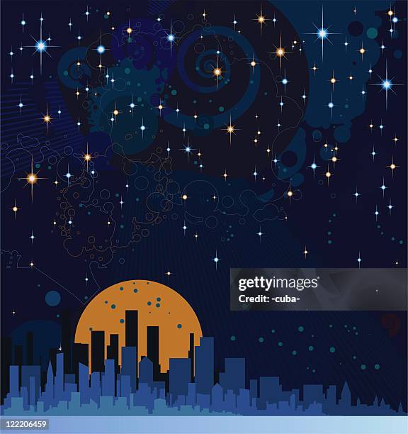 business city by night - dark empty office stock illustrations