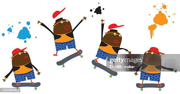 skate boarder jump - extreme skateboarding stock illustrations