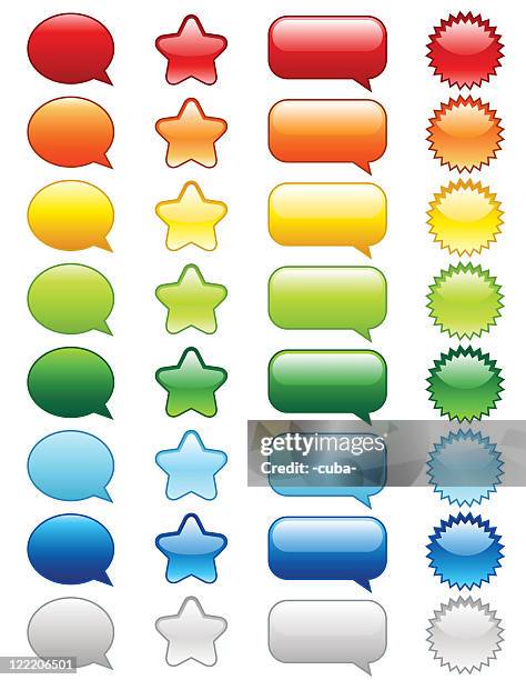 colored glossy web buttons | set 2 - red silver gradient stock illustrations