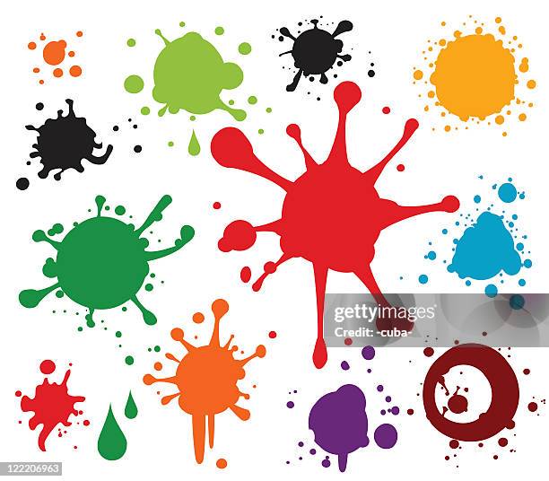 colored blots - green paint splatter stock illustrations