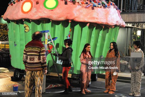 Daniella Monet, Matt Bennett, Victoria Justice and Ariana Grande actors pose for a portrait on the set of Victorious in Hollywood, California on...