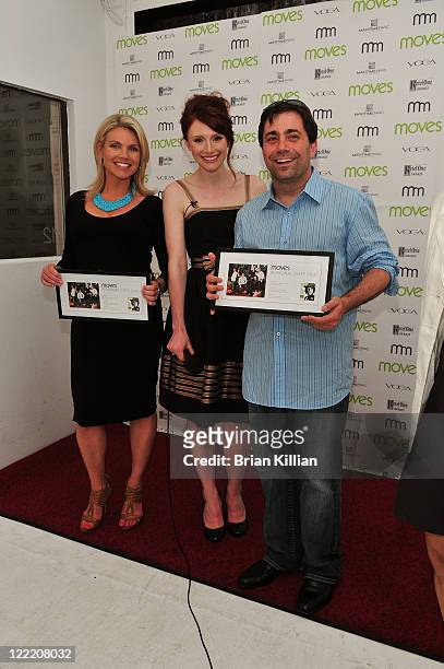 Fox's Heather Nauert, actress Bryce Dallas Howard and Ed McFarland of Ed's Lobster Bar attend Moves Summer 2010 at Studio 450 on July 6, 2010 in New...