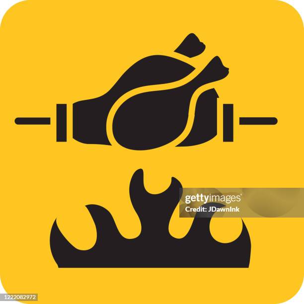 cooking method rotisserie spit flame - rotisserie stock illustrations