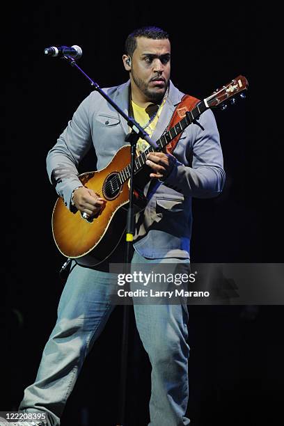 Lenny Santos of Aventura performs at Hard Rock Live! in the Seminole Hard Rock Hotel & Casino on July 6, 2010 in Hollywood, Florida.