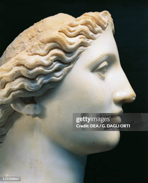 Roman civilization, 2nd century A.D. Marble head of Juno. From Banasa .