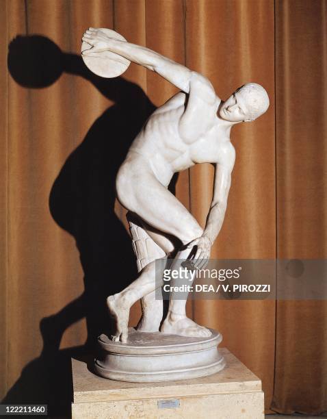 Roman civilization. Roman copy of the Greek statue of the Discobolus of Myron.
