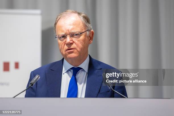 June 2020, Lower Saxony, Hanover: Stephan Weil , Minister President of Lower Saxony, speaks at a cabinet press conference of the Lower Saxony state...