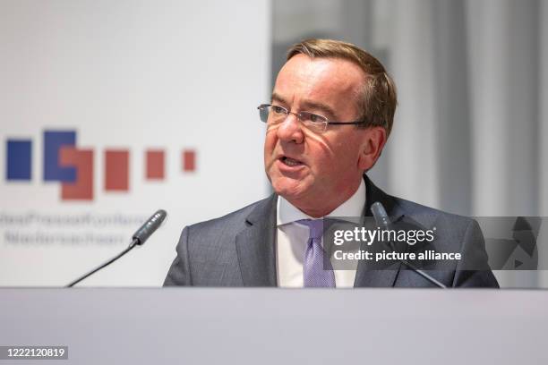 June 2020, Lower Saxony, Hanover: Boris Pistorius , Minister of the Interior of Lower Saxony, speaks at a cabinet press conference of the Lower...