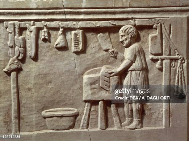 Roman civilization. Relief depicting a butcher's shop.