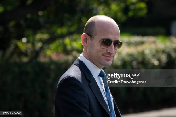 Senior Advisor Stephen Miller walks to Marine One on the South Lawn of the White House on June 23, 2020 in Washington, DC. President Trump is...