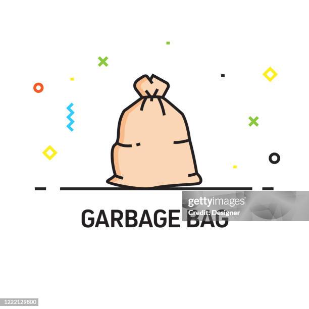 garbage bag line icon, outline vector symbol illustration. - reduce waste infographic stock illustrations