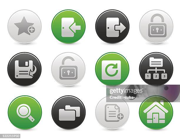 web and internet icons | satin round buttons - open folder icon stock illustrations