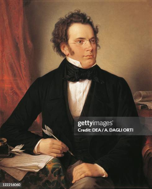 Wilhelm August Rieder , Portrait of Franz Peter Schubert , Austrian composer, 1875.