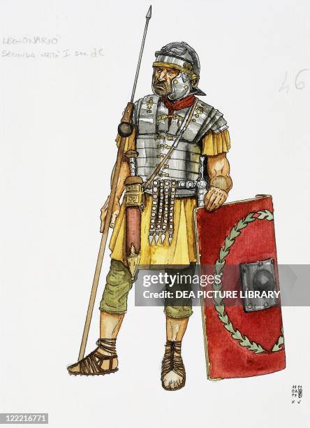 Ancient Rome. Roman auxiliary military. Infantry. Color illustration.