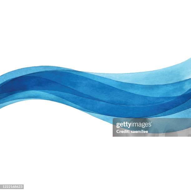 stockillustraties, clipart, cartoons en iconen met golvende blauwe aquarel - waves