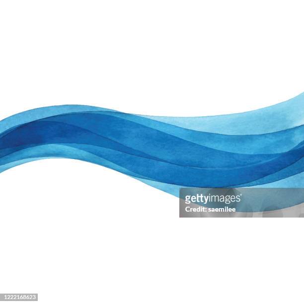 wavy blue watercolor - multi layered effect stock illustrations
