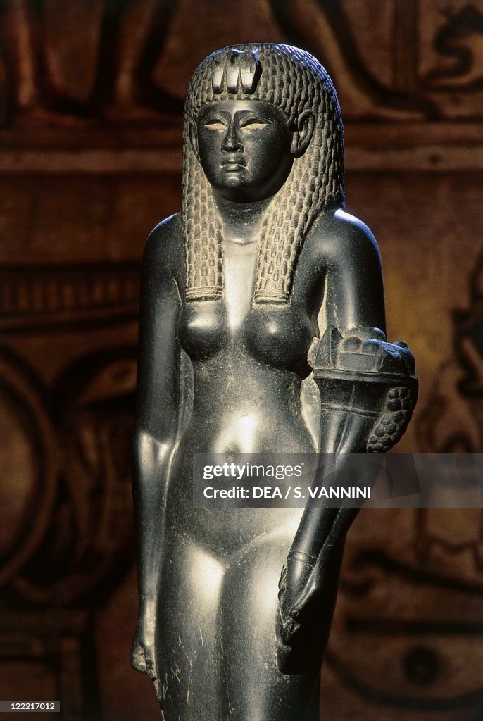 Basalt statue of of Cleopatra VII horn of plenty (51-30 b.c.) detail