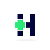 Vector Logo Letter Medical Cross H
