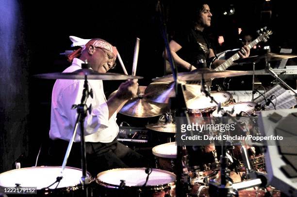 American jazz drummer Billy Cobham performs live on stage at Ronnie Scott's Jazz Club in Soho, London on 17th February 2010.