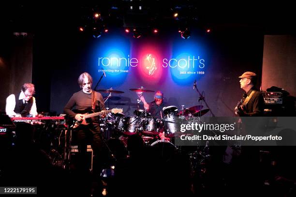 American jazz drummer Billy Cobham performs live on stage with his band at Ronnie Scott's Jazz Club in Soho, London on 3rd February 2014.