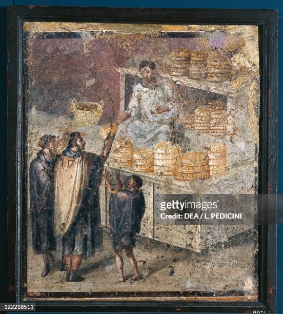 Roman civilization - 1st century A.D. - Pompei - Tablinum - Fresco with the distribution of bread .