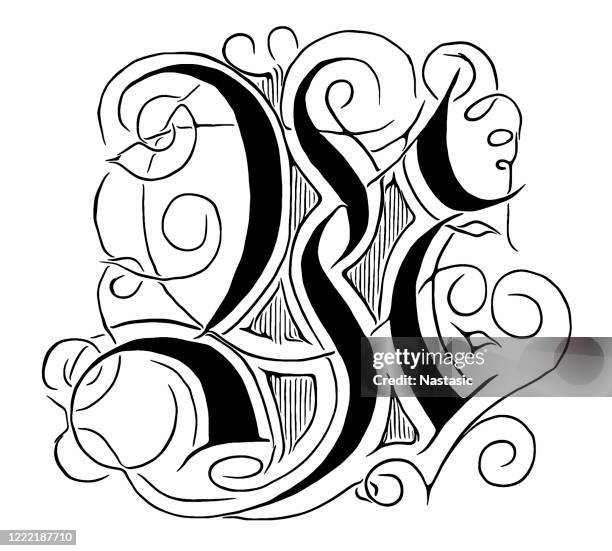 ornate letter w - letter w stock illustrations