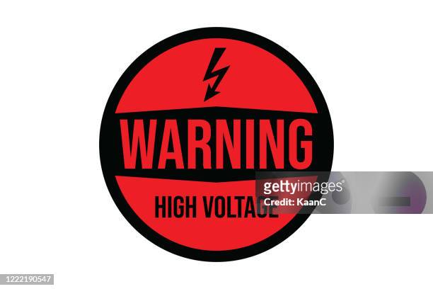 ilustraciones, imágenes clip art, dibujos animados e iconos de stock de advertencia en una ilustración vectorial de signo rojo - alto voltaje