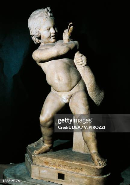 Greek civilization, 2nd century b.C. Statue depicting a child wringing a goose's neck. Roman copy of the original by Boethos.