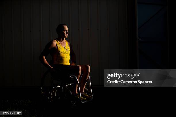 Australian Paralympic Rower Erik Horrie poses for a portrait at home following a training session in isolation on May 01, 2020 in Sydney, Australia....