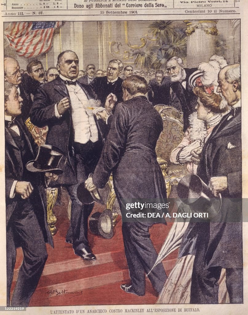 Cover illustration of assassination of President McKinley by anarchist at Exposition; Buffalo, USA