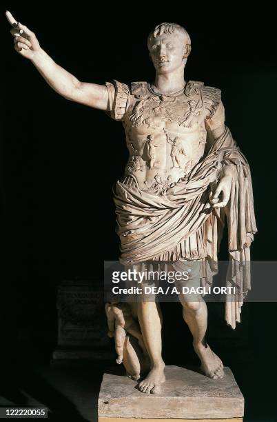Roman civilization - Statue with lorica armour of Augustus. From Prima Porta, Rome.