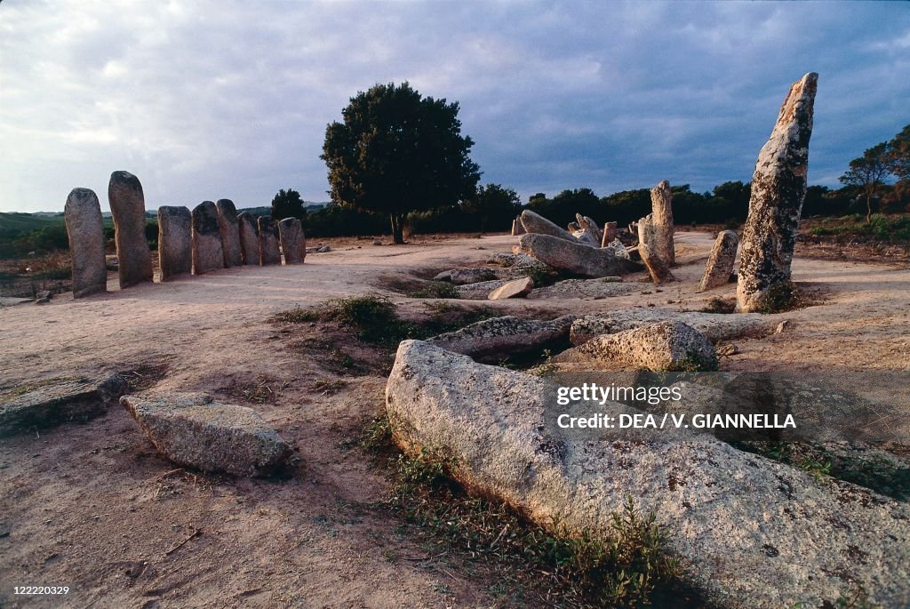 France, Corsica, Corse-du-Sud, Surroundings of Sartene, menhirs alignment at Stantari