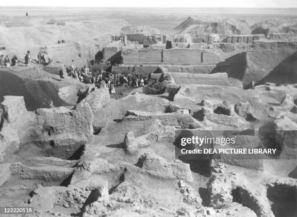 Iraq, Mesopotamia, View of the excavations at Ur in 1922-34, vintage photograph.
