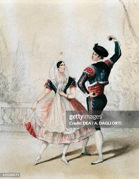Ballet, 19th century - Maria Taglioni and Charles Muller perform a Spanish dance, 1856.