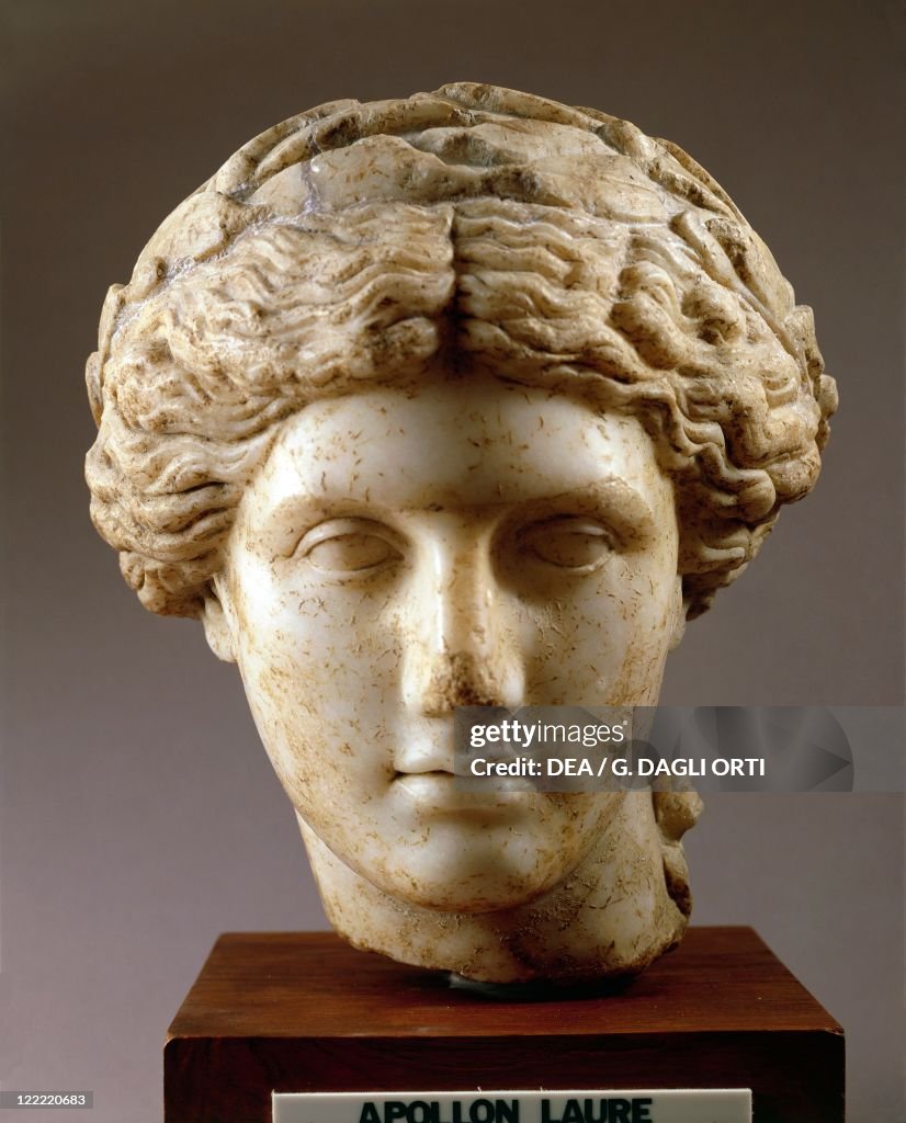 France, House of the Messii, Head of Apollo crowned with a laurel wreath, Roman copy (2nd century A.D.) after a Greek original