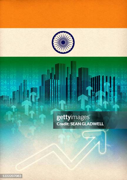 india economic growth illustration - indian economy stock pictures, royalty-free photos & images