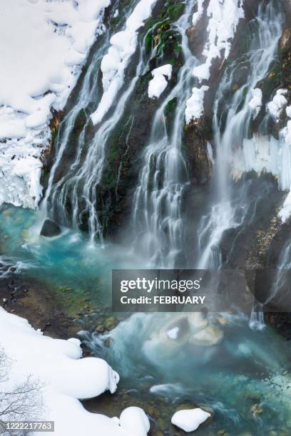 shirahige waterfall, hokkaido, japan - frozen beard stock pictures, royalty-free photos & images