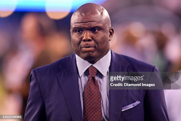 Monday Night Football commentator Booger McFarland on the field prior to a game between the Cleveland Browns and New York Jets on September 16, 2019...