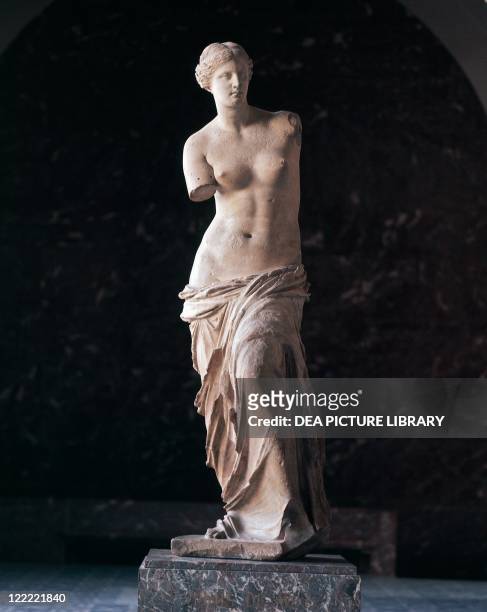Greek civilization, 2nd century b.C. Marble statue of Aphrodite of Milos known as "Venus de Milo", circa 100 b.C. Height 202 cm. From the Island of...