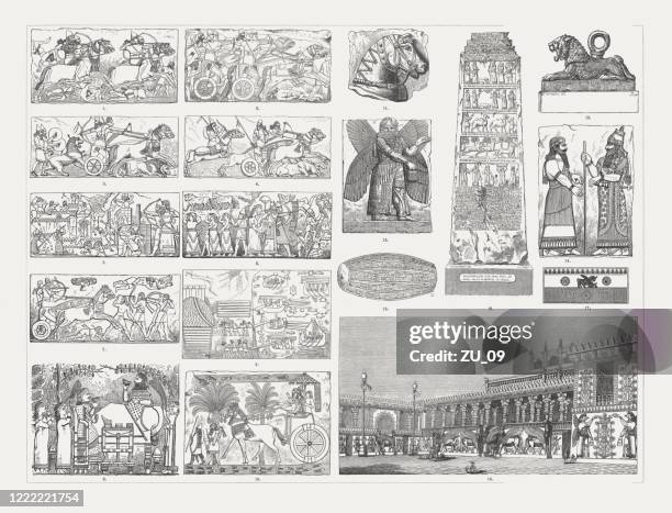 bildbanksillustrationer, clip art samt tecknat material och ikoner med arkitektur av mesopotamien, trägravyrer, publicerat i 1893 - sumerian art