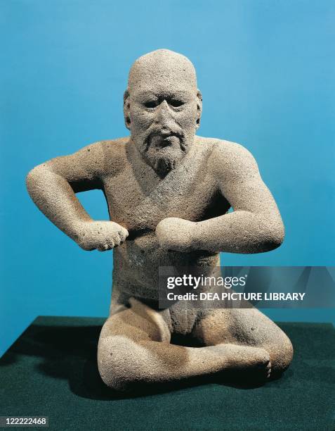Olmec civilization, Mexico, circa 6th century b.C. Statue of a wrestler. From Santa Maria Uxpanapan.