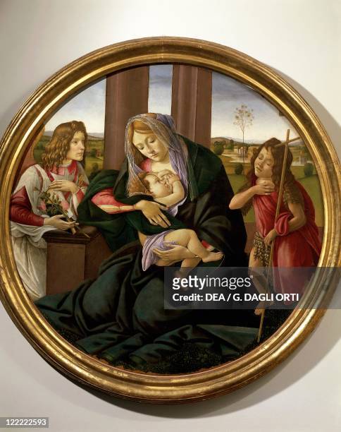 Sandro Botticelli . The Virgin and Child with Infant Saint John the Baptist and Archangel Gabriel.