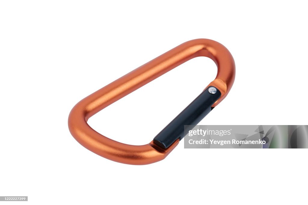 Orange Carabiner isolated on white background